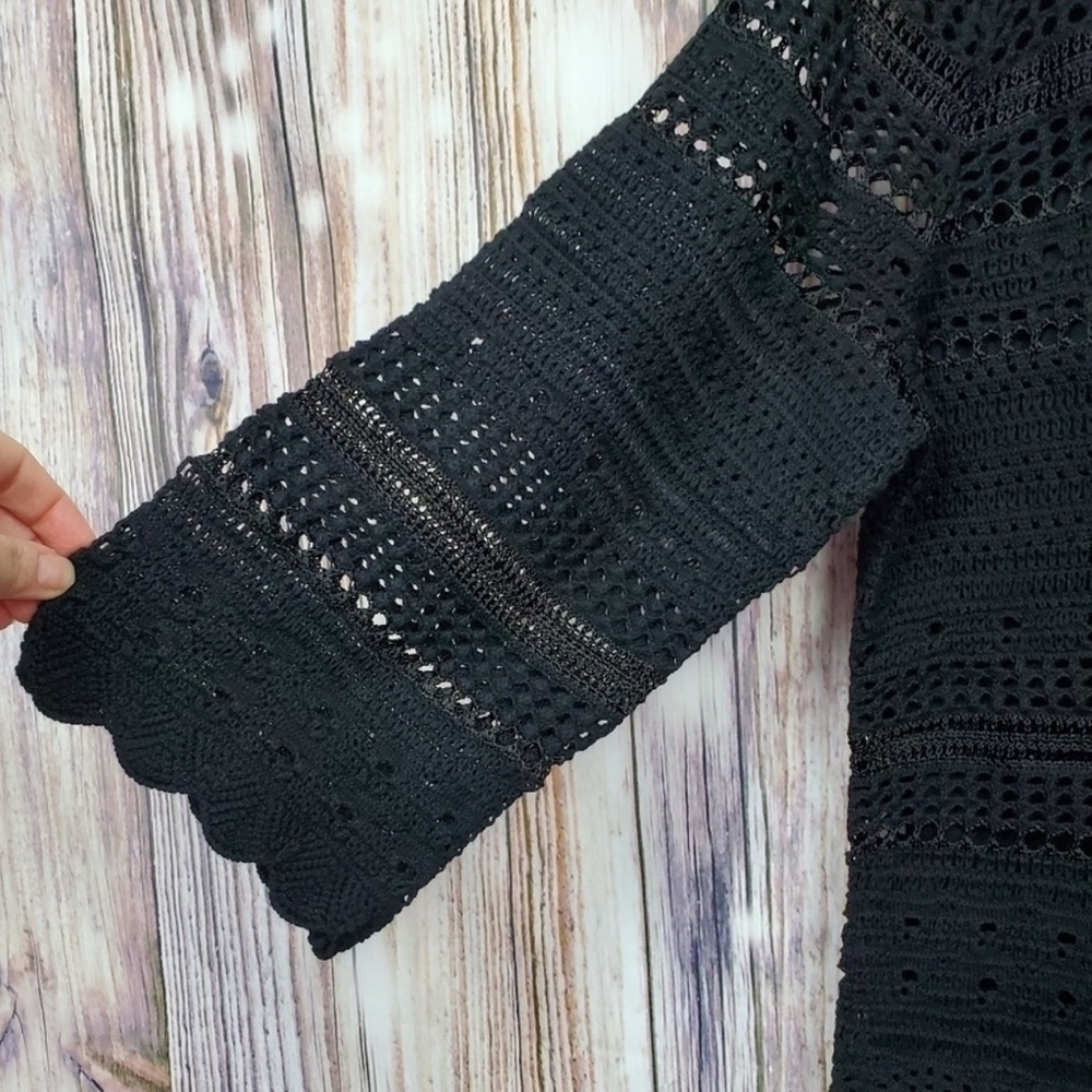 NWT Laurie Felt Black Crochet V-next Tunic 3/4 Sleeves - Size XL - Picture 5 of 8